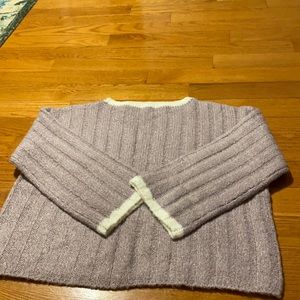 Lilac sweater with white trim